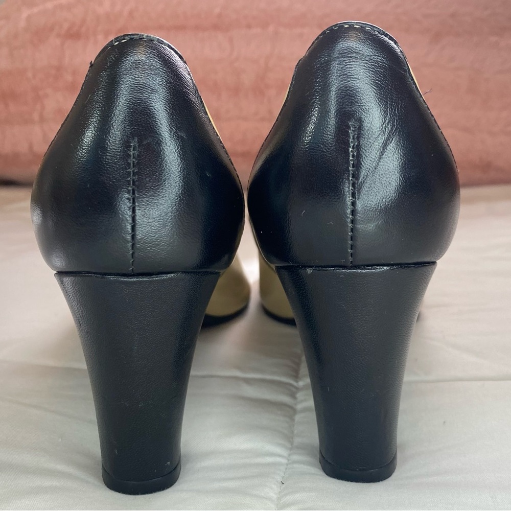 Talbots Cream and Black Peep Toe Heels - Picture 7 of 11